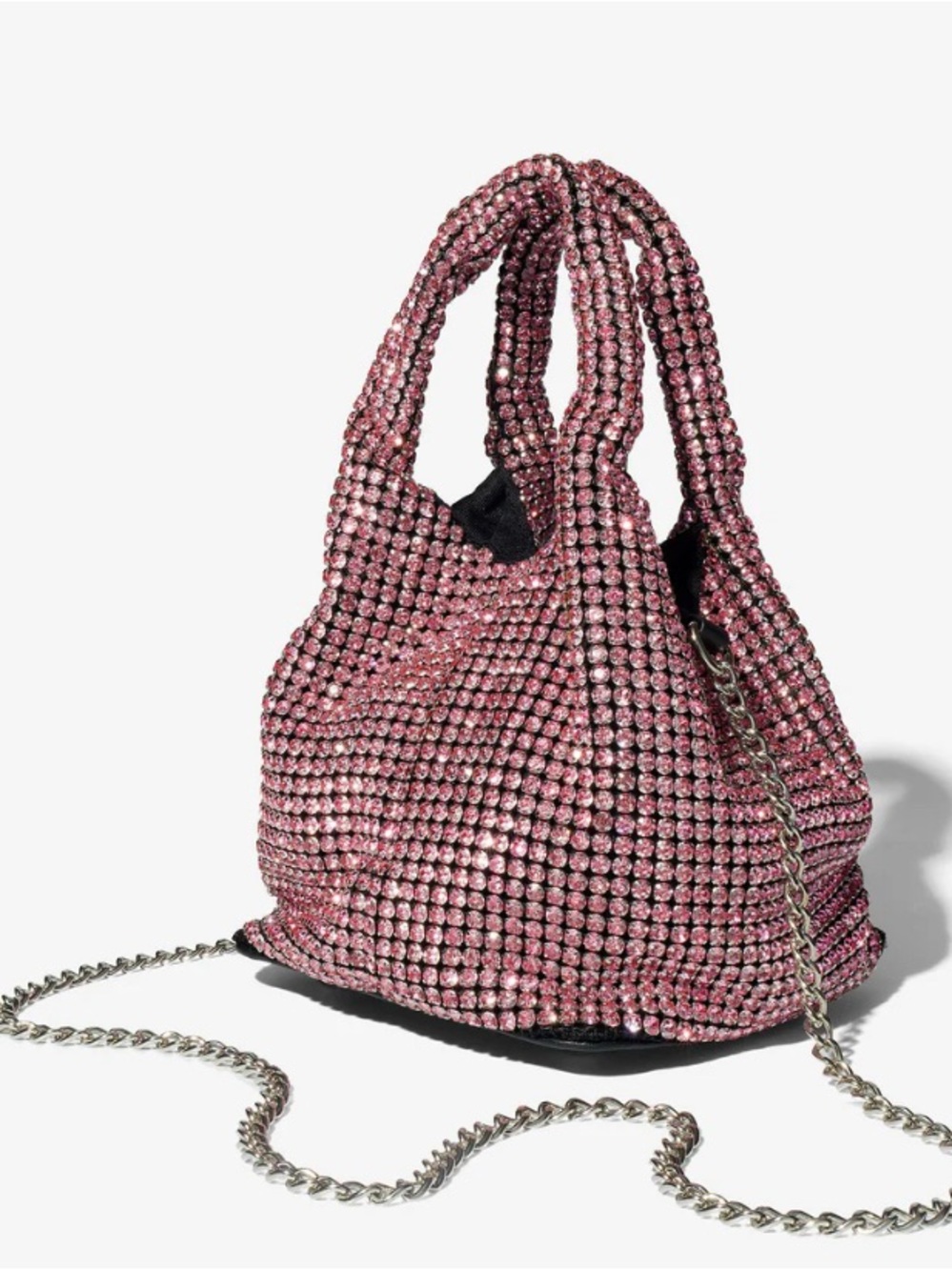 Urban Expressions Pink Crystal Chain-Handle Bucket Bag